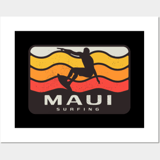 Maui Surfing Retro Vintage Waves Surfer Posters and Art